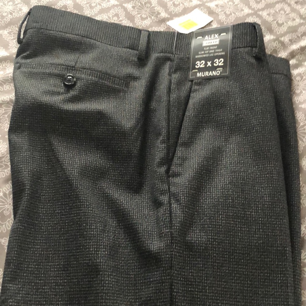 COPY - Charcoal light slim fit Alex Murano dress slacks.